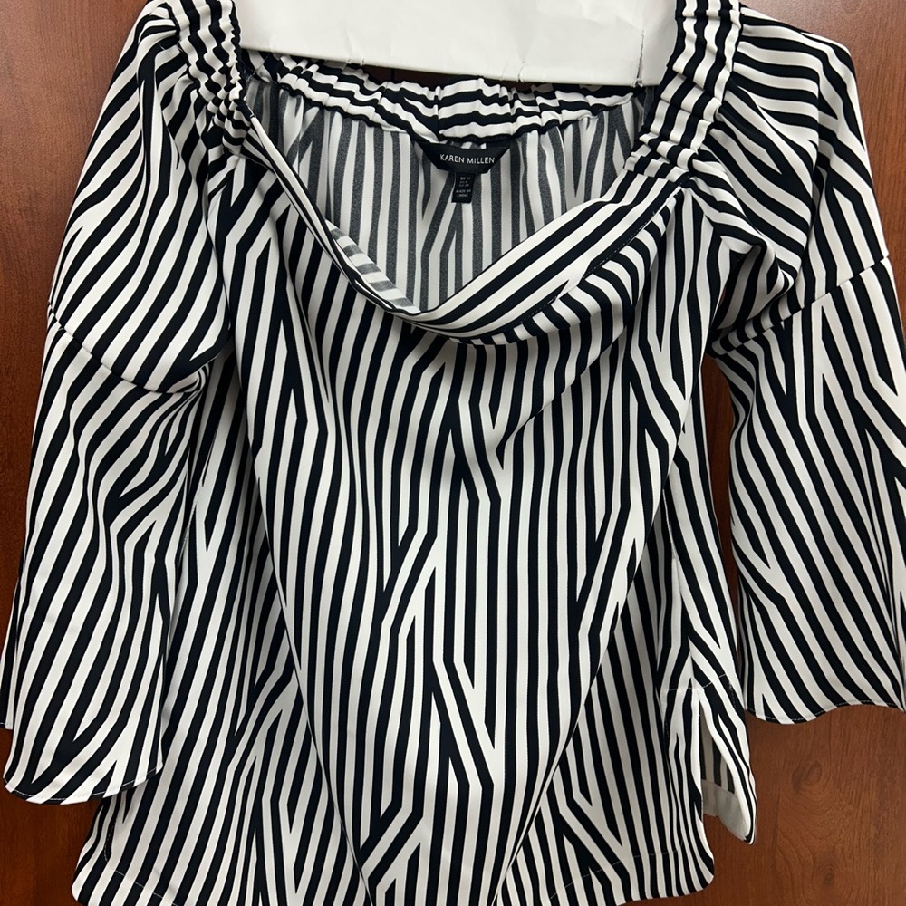 Karen Millen Monochrome Striped Blouse